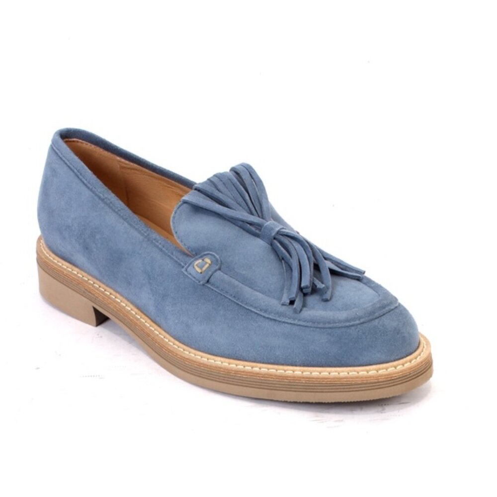 Luca Grossi 043 Blue Leather Slip On Loafers Shoes